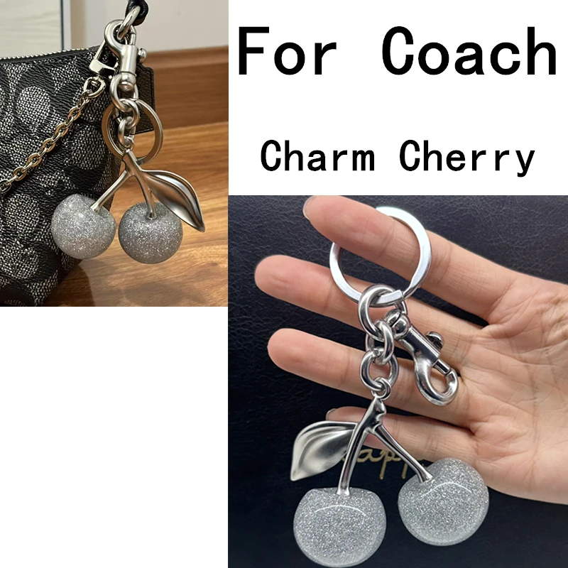 

For Coach Handbag Shoulder Bags Shining Silver Crystal Cherry Pendant Women's Purse Keychain Bag Charm Hanging Accessories