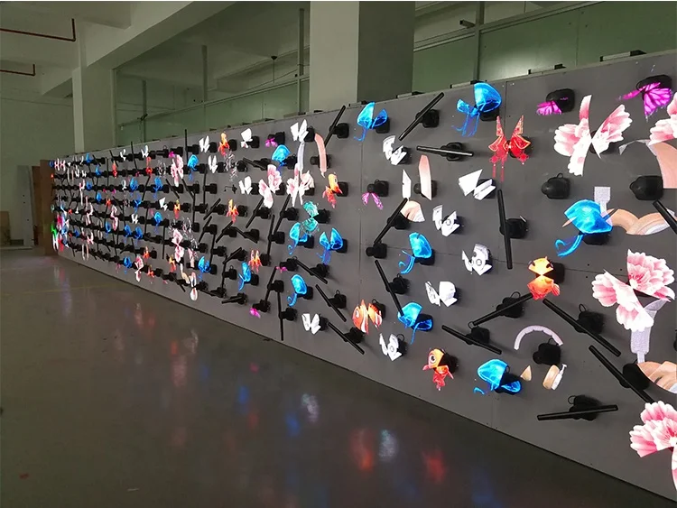 โฆษณาจอแสดงผล LED 3D โฮโลแกรมโปรเจคเตอร์ราคาพัดลมโฮโลแกรม