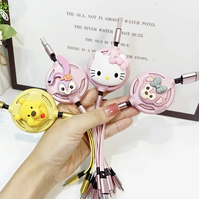 MINISO Kawaii Hellokittys 3 In 1 Fast USB Multi Function Cell Phone Charger Cord Super Fast Charging Cable For iPhone samsung