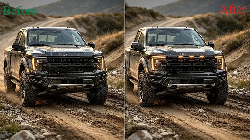 For Ford F150 Lariat King/Ranch/Platinum 2024-2025 Car Front Bumper Grille with Lights Style Grills Body Kits Air Intake Grille
