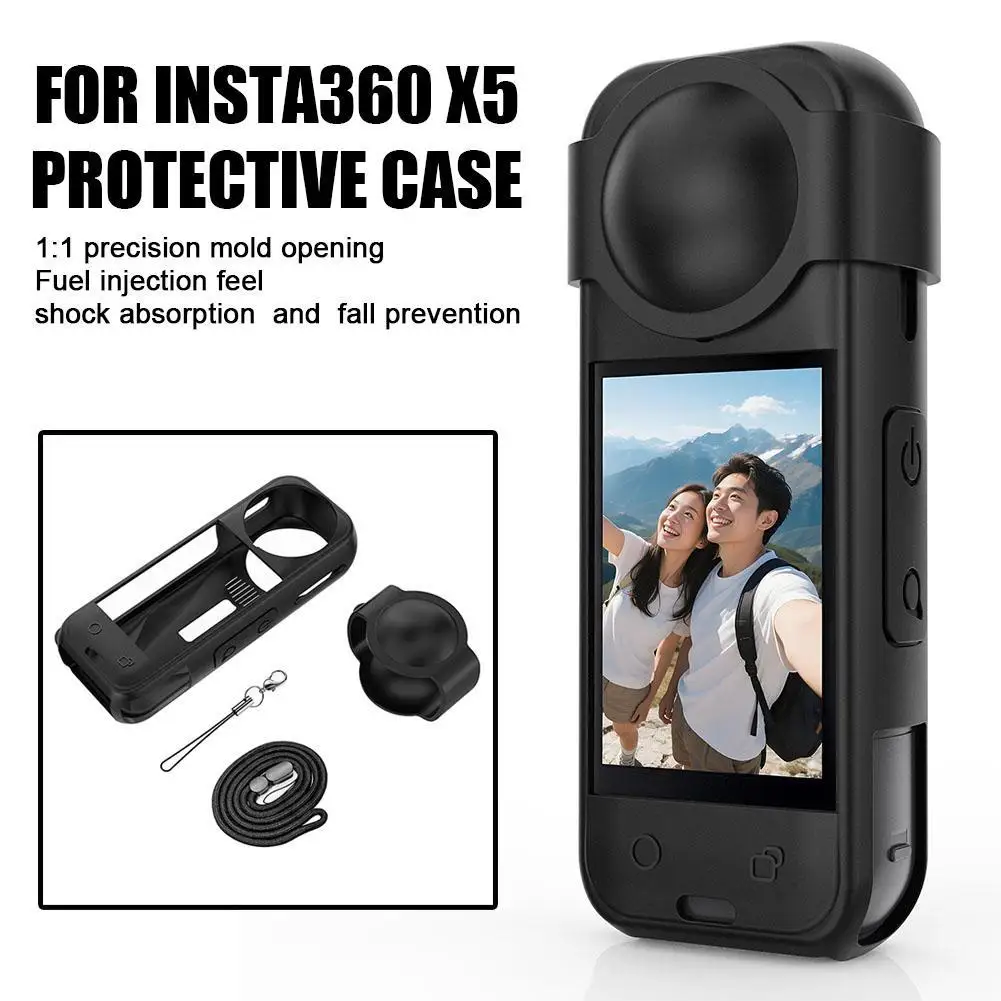 

For Insta360 X5 2-IN-1 Silicone Case Lens Cap Lens Protector Cover Camera Body Protection Case For Insta360 X5 Accessories