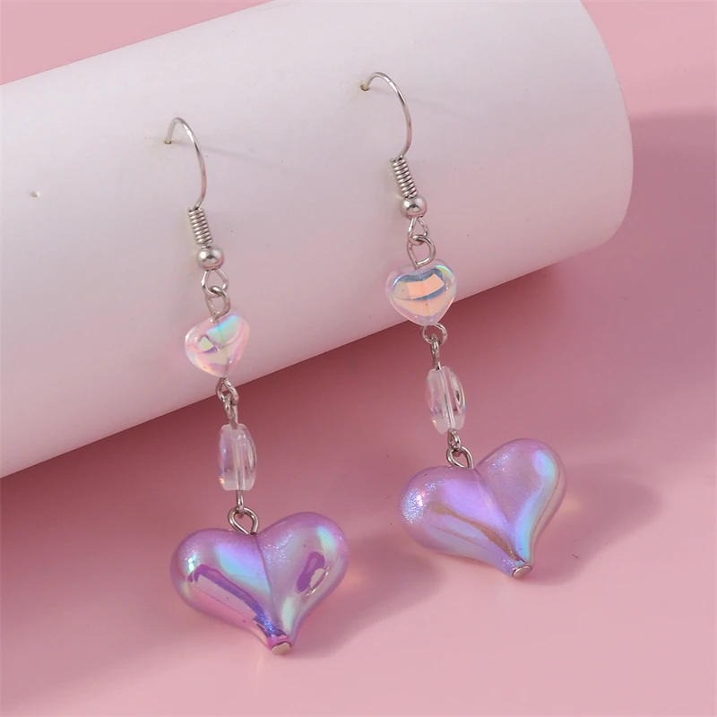 Fashion Love Heart Drop Earrings for Women Girls Party Festival Jewelry Decoration