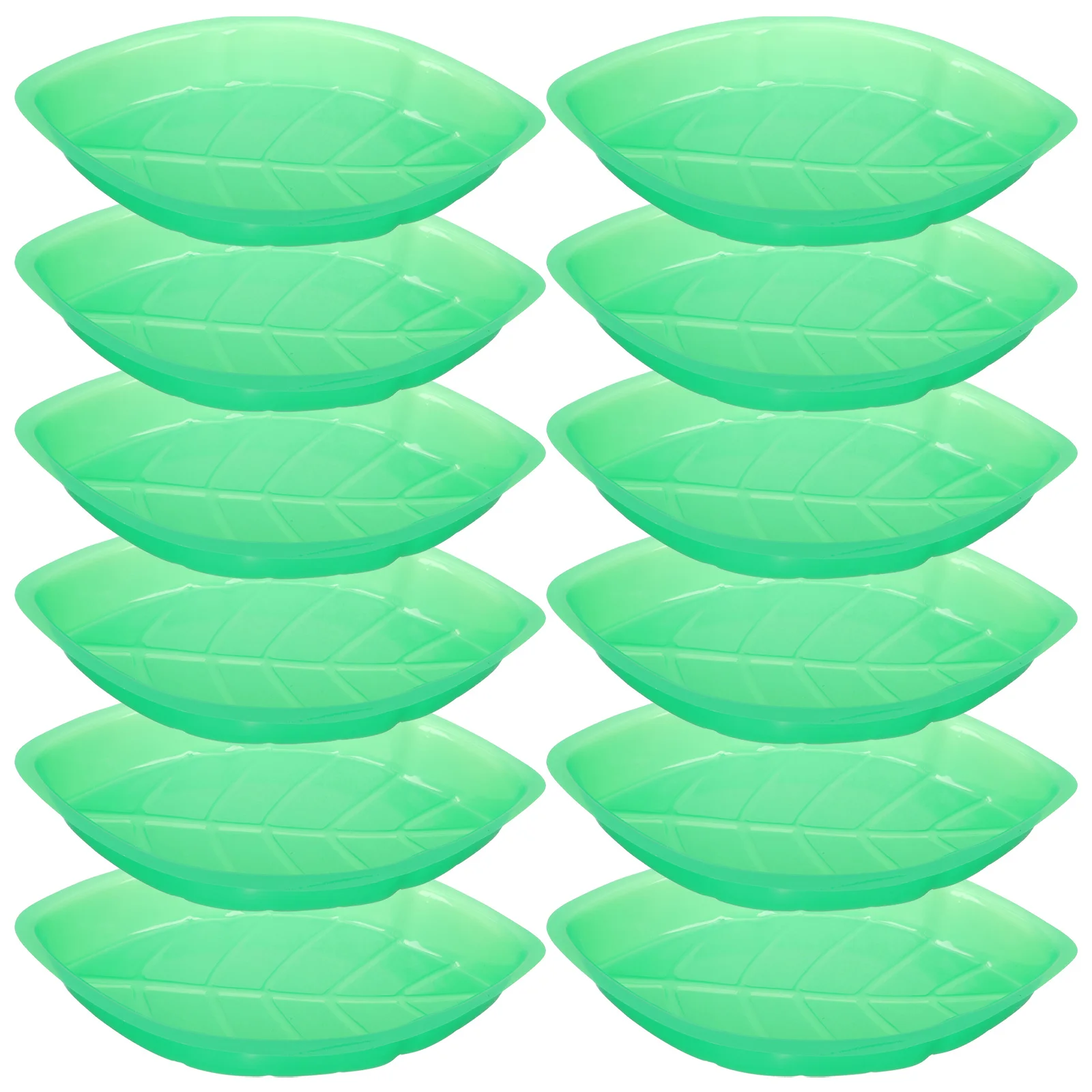 

12 Pcs Leaf Shaped Dinner Plate Portable Snack Tray Bread Fruits Storage Home Plastic Reusable Fruit Dish Dessert