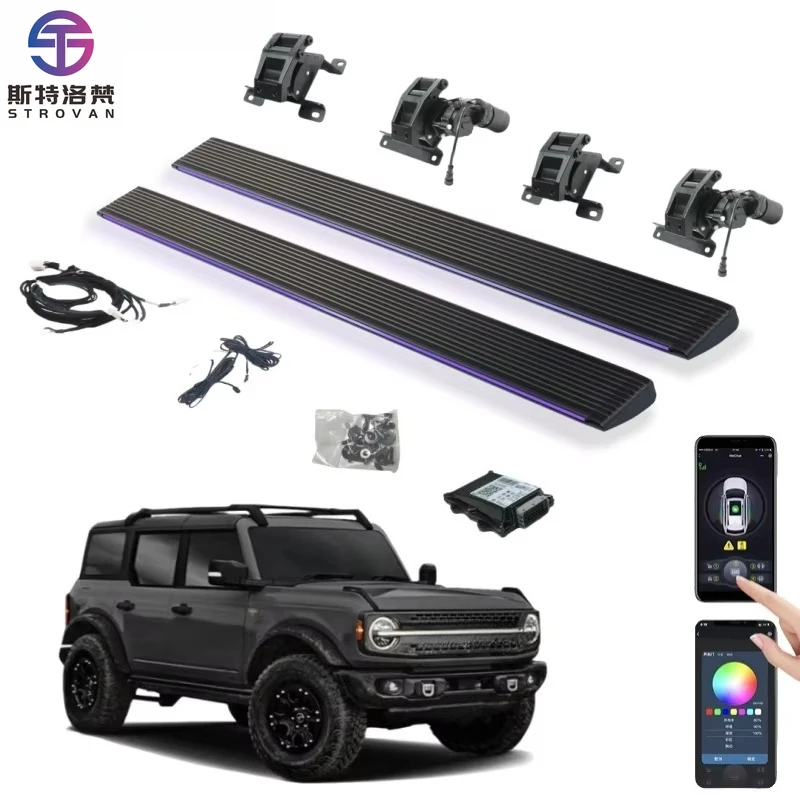 

STLF CLRAK Electric Retractable Side Foot Steps Automatic Power Running Board with Led Light for Bronco Four Door