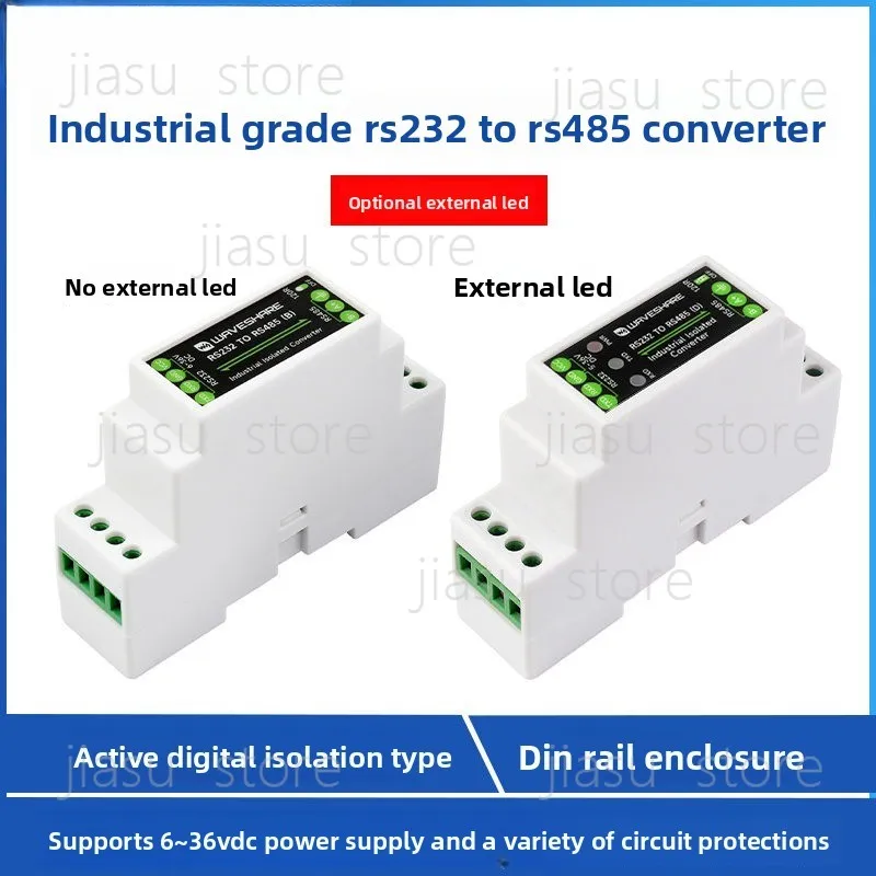 DIN Rail RS232 to RS485 Serial Converter Module, Active Digital Isolation for Industrial Communication