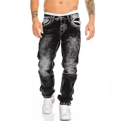 Mode Klassische männer Jeans Blau Schwarz Premium Lose Breite Bein Hosen Business Casual Marke Männer Hosen Arbeitskleidung Männer Gerade Jeans