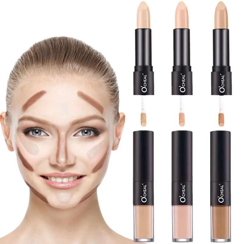 Ocheal 2 in 1 컨실러 스틱, 완벽한 듀얼 헤드 리페어 페이스, 보이지 않는 모공 액체 방수 프라이머 컨실러 펜슬 화장품 