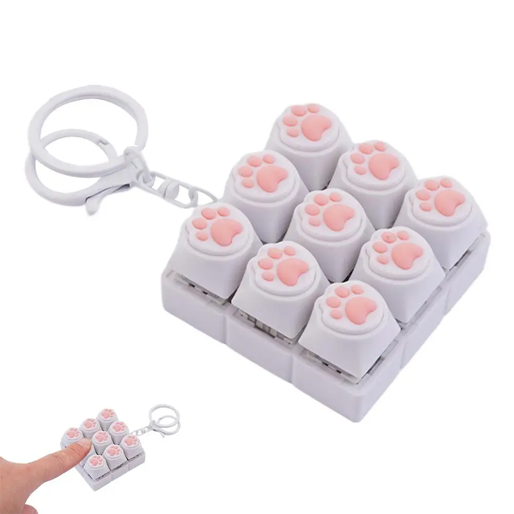 Cat Paw Button Keycap Fidget Keychain