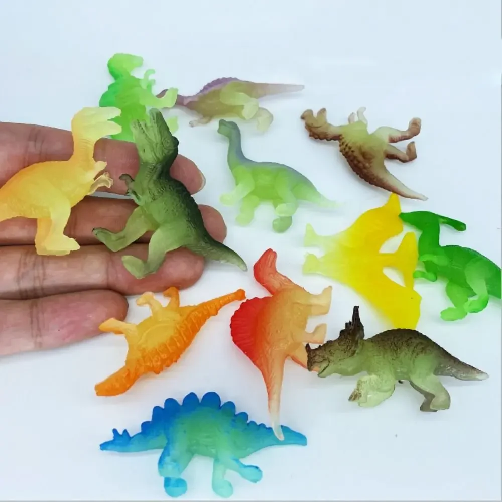 12pcs Mini Luminous Dinosaurs Glow in The Dark Dino Toys Treat Kids Birthday Party Favors Boy Girl Gift Fillers Ornament