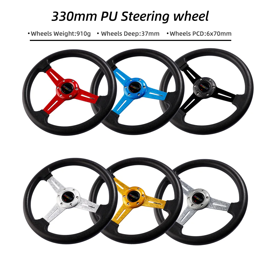 330mm 13 Zoll PU-Rennlenkrad 6-Loch 70mm PCD Tiefes Leichtgewicht-Sportlenkrad für Tuning-Auto Universell – Detail 2