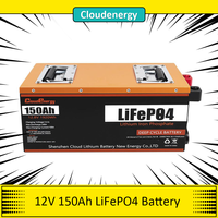 Cloudenergy 12V 150Ah LiFePO4 Battery Pack Backup Power,1280W Power 1920Wh Energy, 6000+ Cycles, Built-in 100A BMS,10-year Lif