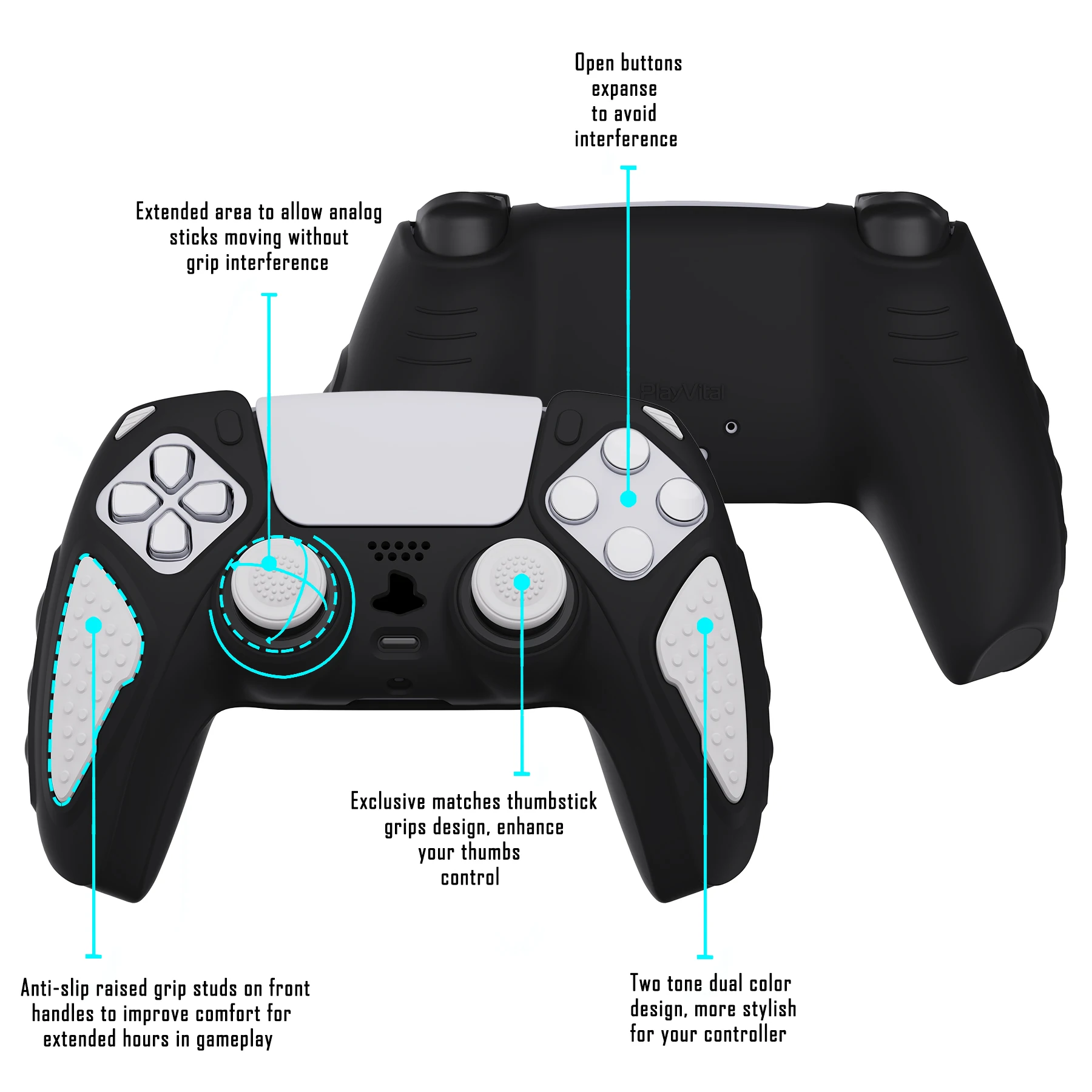 PlayVital Knight Edition Anti-Slip Silicone Cover Skin Soft Rubber Case for ps5 Controller with 2 Thumb Grip Caps - 10 Colors