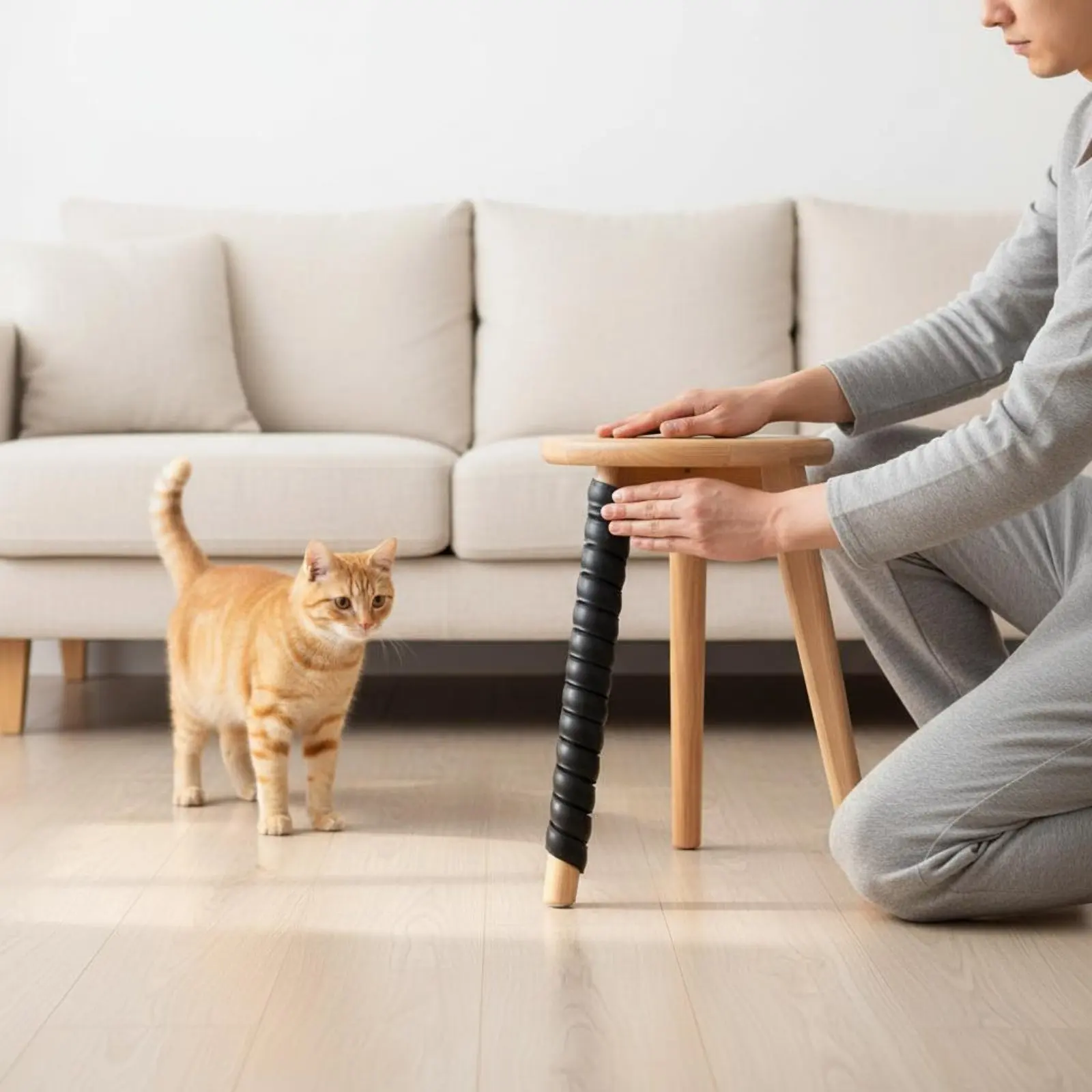 スパイラルレッグプロテクター-噛みつき防止-猫用爪とぎ防止-レッグスリーブ-柔軟な家庭用保護具-高耐久性