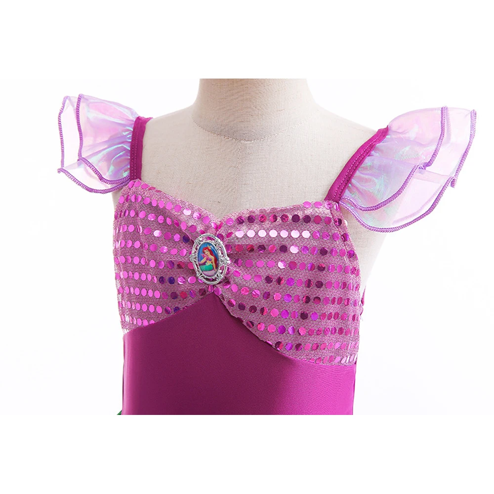 Vestido de la Sirenita Ariel para niñas, disfraz de tul de manga corta, ropa de fiesta de cumpleaños y Carnaval, novedad