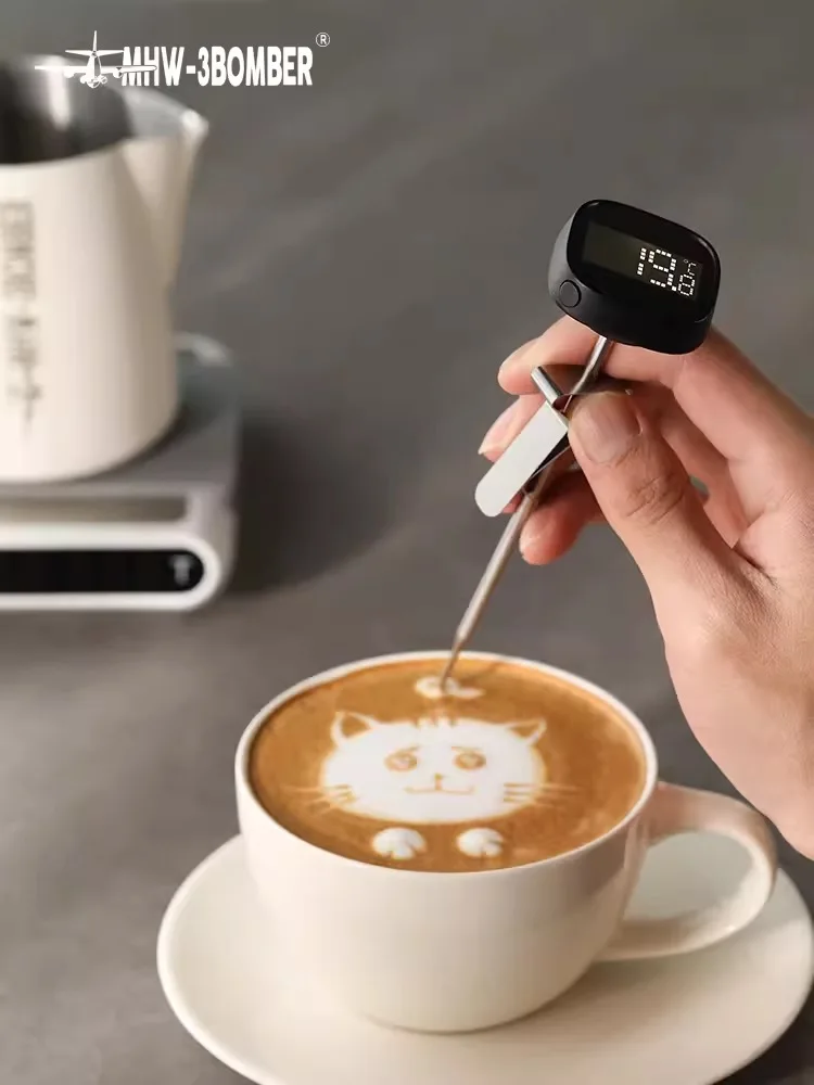 MHW-3BOMBER Digital Instant Read Coffee Thermometer for Latte Art Pen Milk Frothing Pitcher Chic Home Barista Kitchen accessory