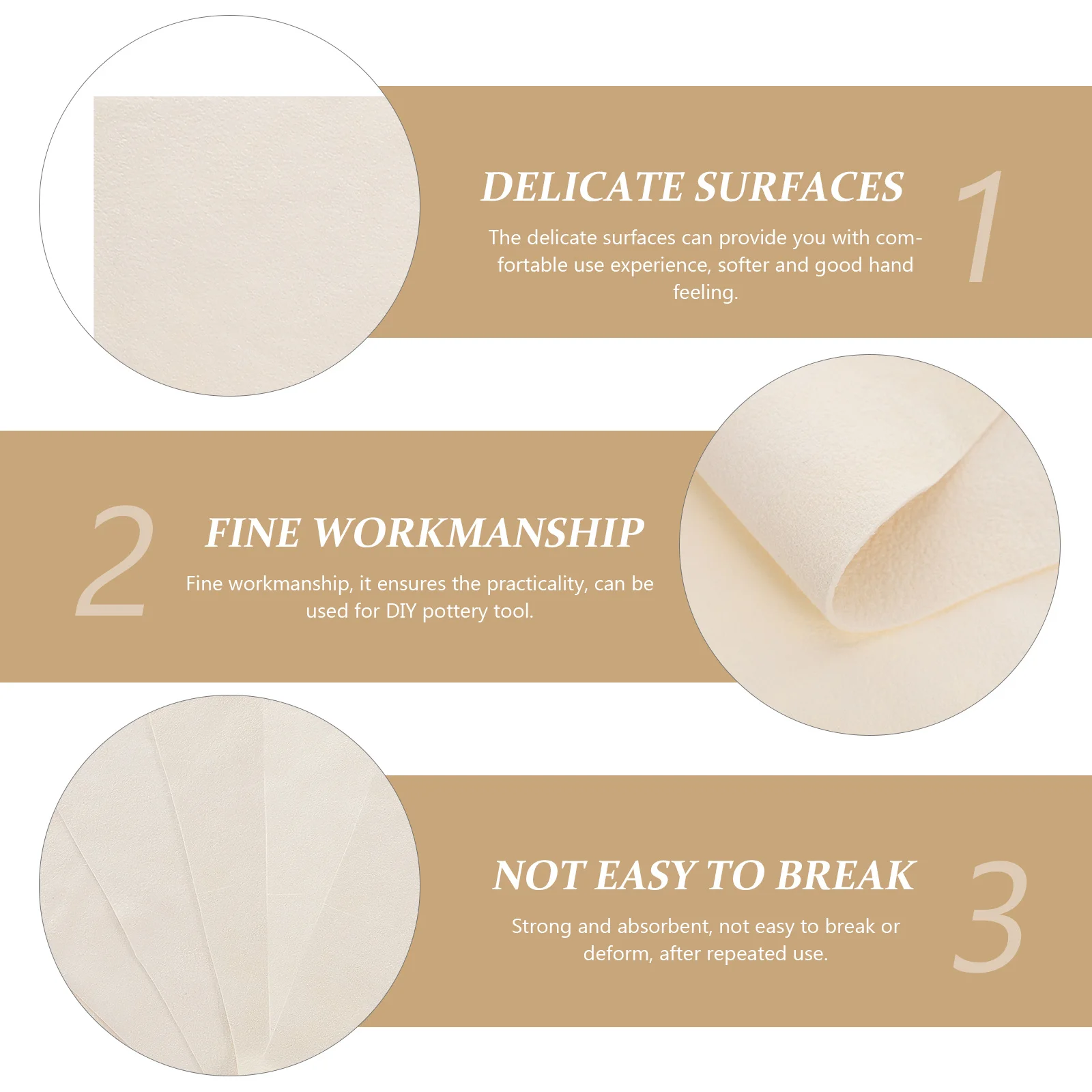 

6 Sheets Pre-Cut Clay Pottery Tools Chamois Soft Absorbent Pottery Smoothing Cloth for Rim Trimming Pre-Cut Chamois Cloth