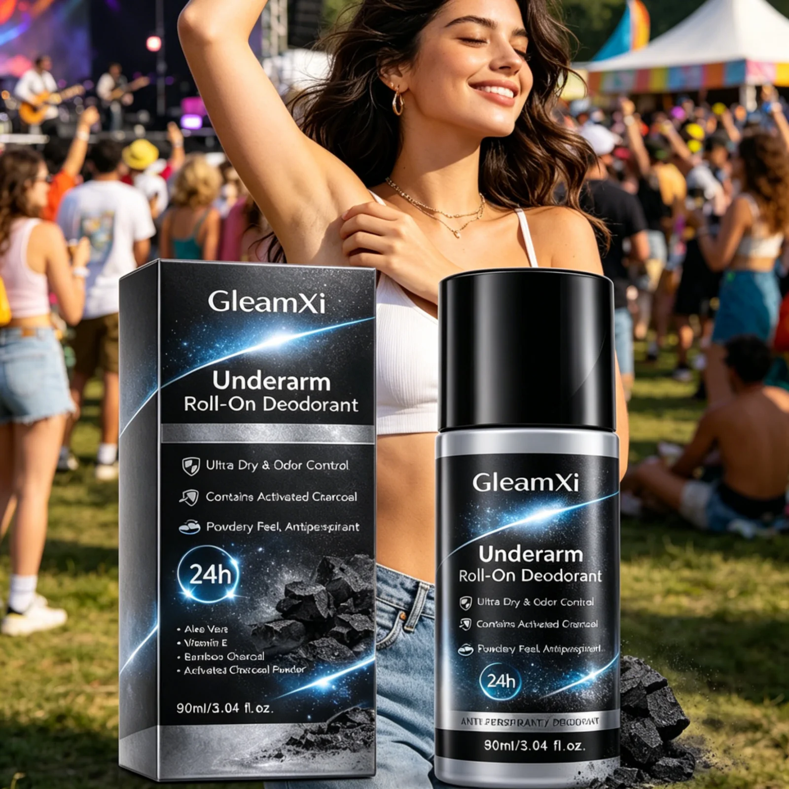

Дезодорант-антиперспирант GleamXi Roll-on для подмышек, контроль запаха, предотвращение пятен от пота, быстрое высыхание, без ощущения стянутости, 90 мл