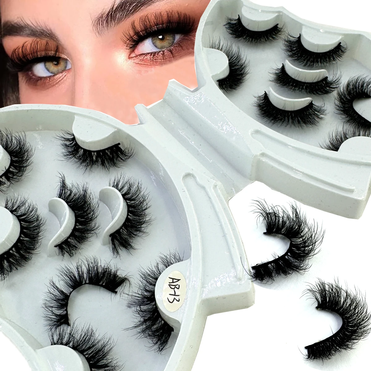 8 pairs of 3D artificial mink natural eyelashes handmade fluffy dramatic wise eyelashes long makeup eyelashes