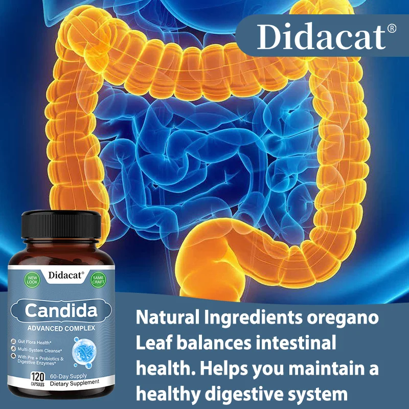 Complejo Candida con enzimas digestivas: contiene probióticos y extracto de organo para equilibrar la digestión intestinal y ayuda