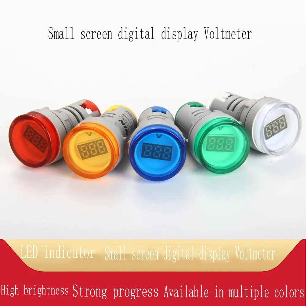 

1PCS AD101-22VM Circular Digital Tube Digital Voltmeter Signal Light Indicator LED Highlight Aperture 22mm AD16-22VM