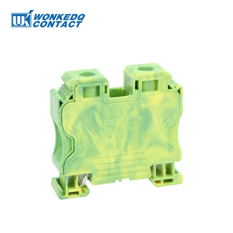 UT-35-PE 35mm2 Grond Terminal Block Din Rail Draad Connector Hexagon Socket Schroef Elektrische Doorvoer Installatie UT35-PE