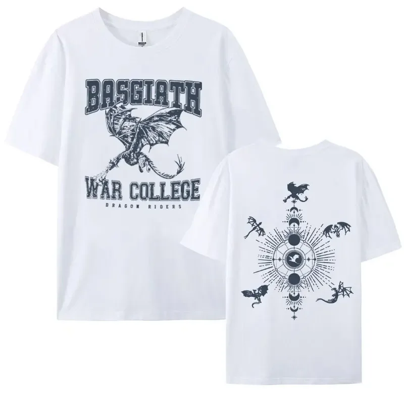 Fourth Wing Double-Sided T Shirt Basgiath War College Bookish Dragon Rider T-shirts Men's Clothing Gothic Fashion T-shirt Unisex