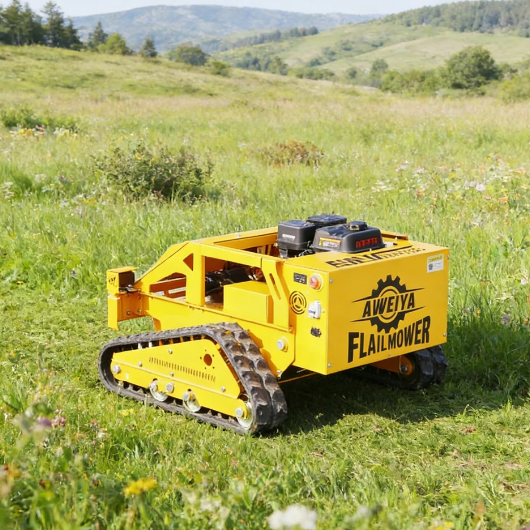 

Customized farmland and orchard hybrid mower, tracked slope remote flail mower