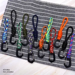 Outdoor Paracord Keychain Lanyard Braided Nylon Lanyard High Strength Parachute Cord Carabiner Phone Backpack Key Ring