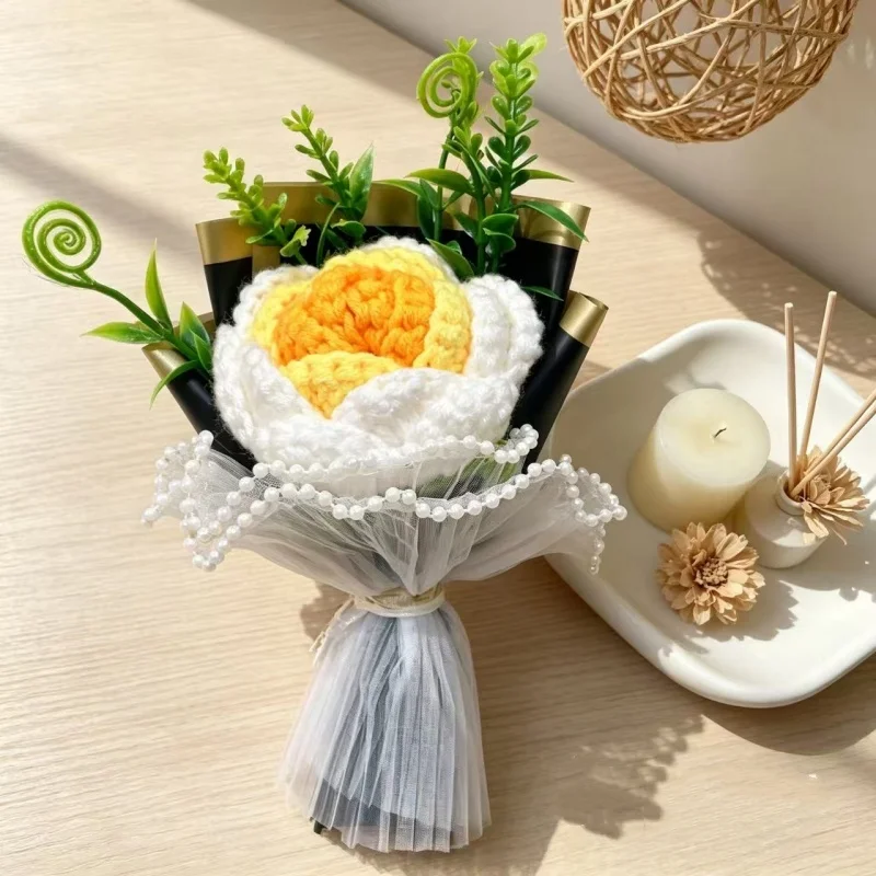 15cm Mini Handgemachter Häkelblumenstrauß Künstliche Blumen Valentinstag Muttertag Romantisches Geschenk Tischdekoration – Detail 13
