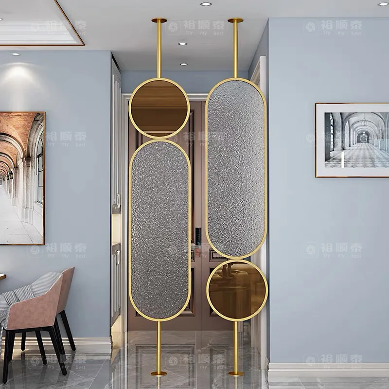 Light luxury rotating stainless steel Changhong screen modern metal partition living room bedroom block Internet celebrity