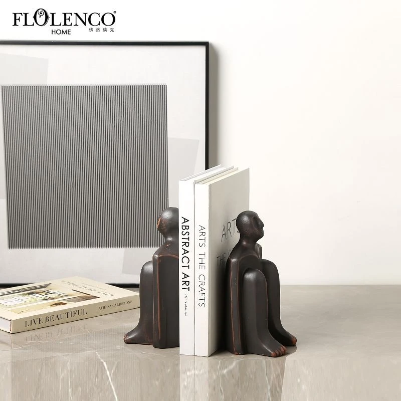 Minimalist retro abstract figure back-to-back book stand decoration for sample rooms, study rooms, and home desktop decor