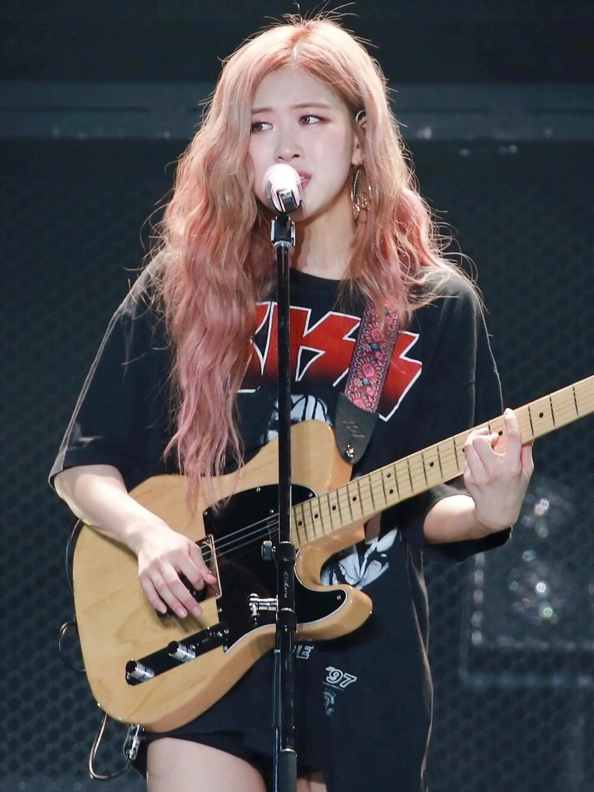 

Rock Star Kiss Band Washed Print Short Sleeve T-Shirt Women Summer Loose Fit round Neck Casual Rock Style Fashion Ladies Tee