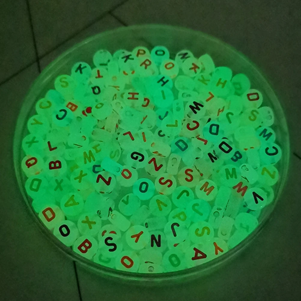 

720 Pcs Glow in Dark Letter Beads Plastic DIY Jewelry Making Bracelet Necklace Earrings Craft Supplies Alphabet Loose Beads