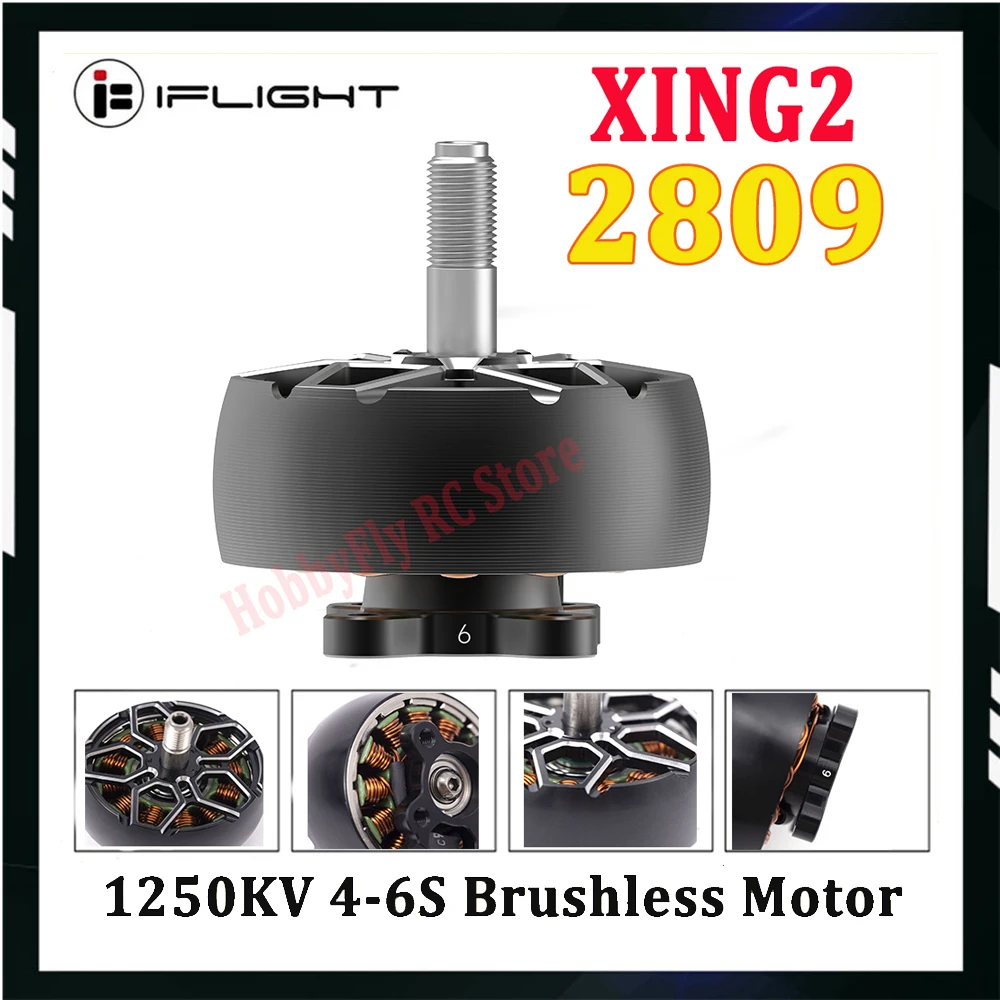 IFlight XING2 2809 1250KV 4-6S Motore Brushless Unibell Con Albero In Lega di Titanio Da 5mm Compatibile Elica da 7-8 Pollici per FPV Drone