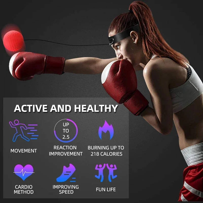 Boxing Fight Ball on String Reflex Fitness Punching Head Bands Set Improving Speed Reaction MMA Training Goal Accessories