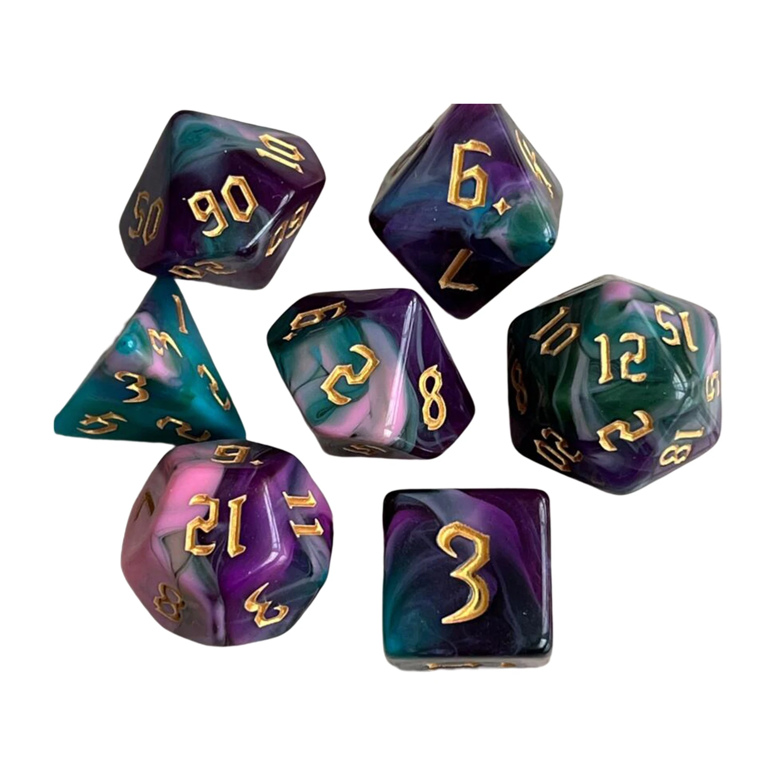 7Pcs Polyhedral Dice Double-Colors Polyhedral Game Dice for RPG Dungeons and Dragons DND RPG MTG D20 D12 D10 D8 D6 D4 Table Game