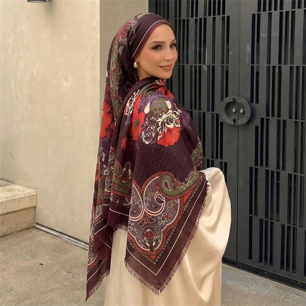 Vintage Blumen-Paisley-Druck H – Street Fashion Hijab Bewertung und Preis