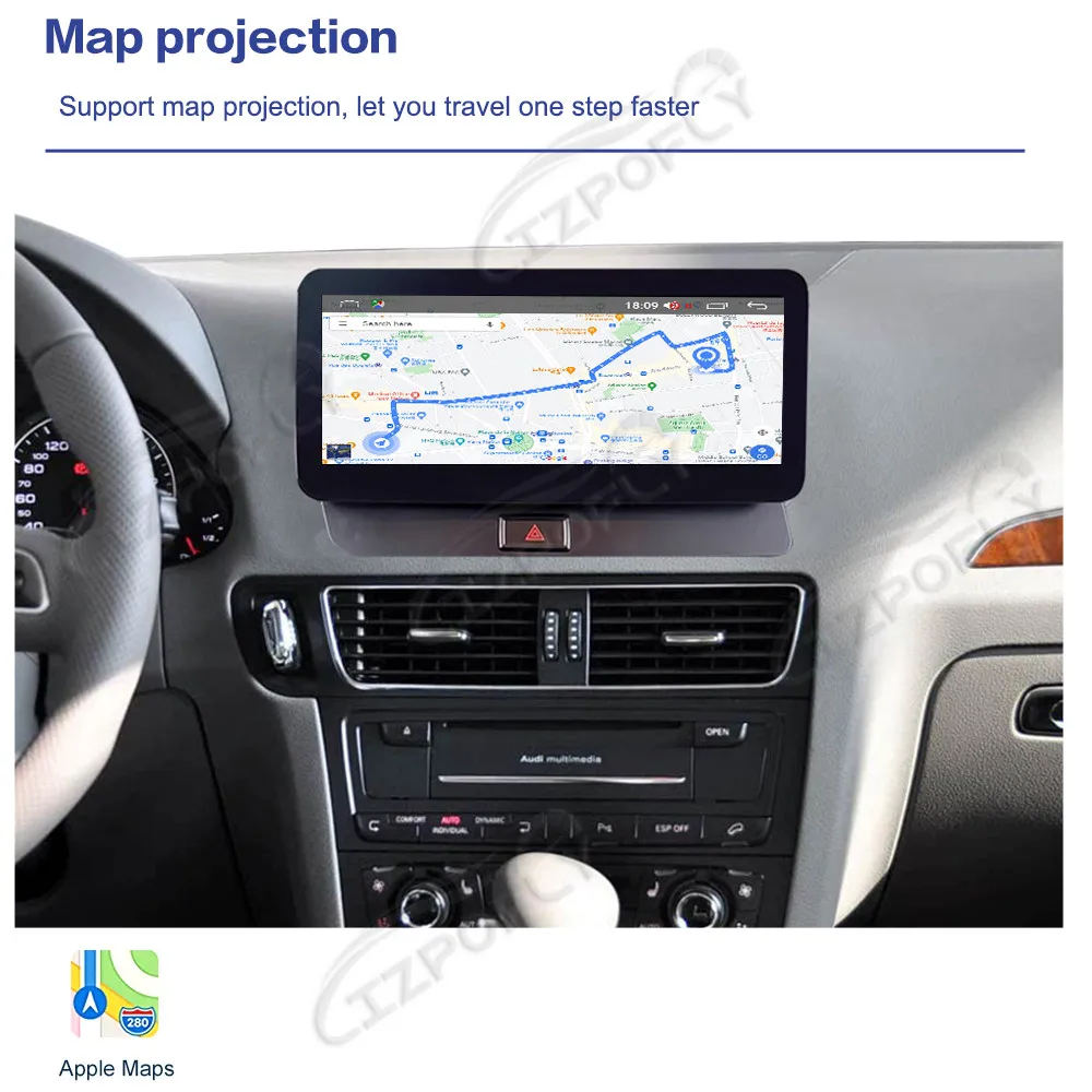 High Configuration 1920*720 Wireless CarPlay 10.25 Inch Linux Multimedia Display Screen For Audi Q5 2009-2017 Android Car Radio