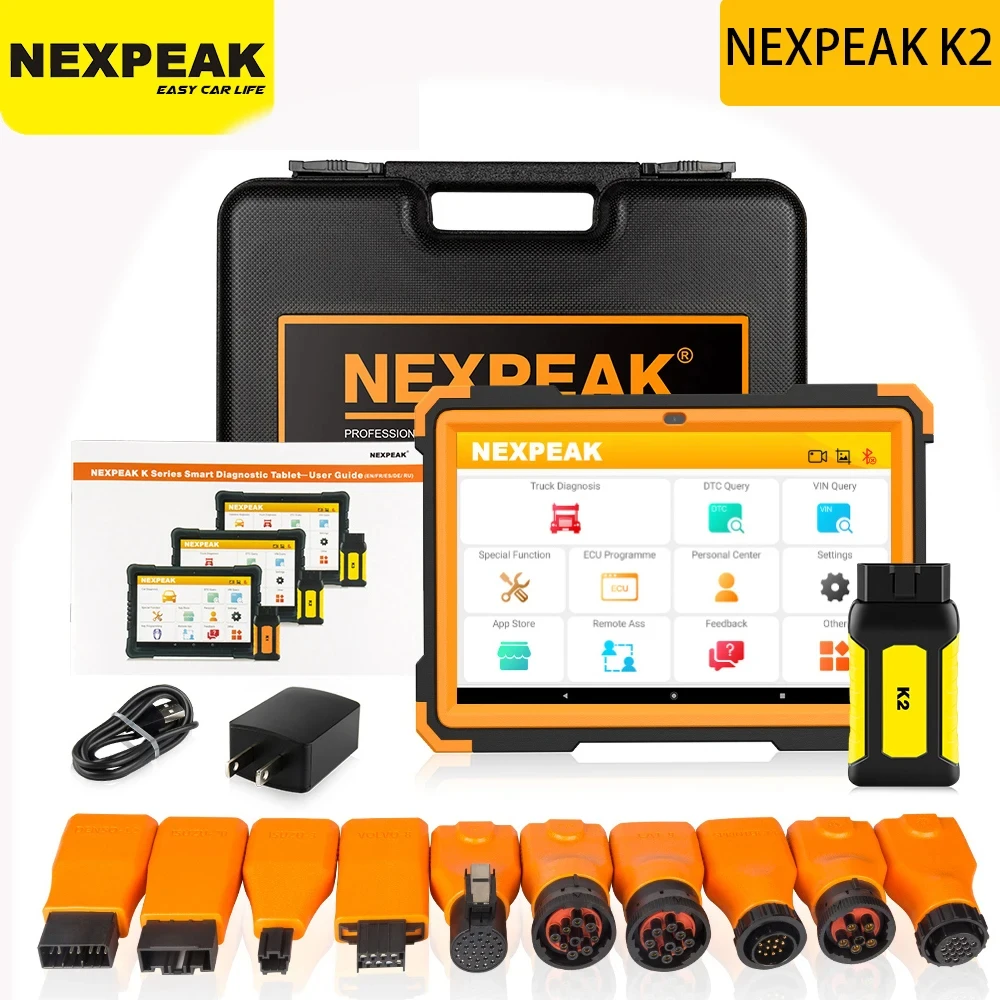 NEXPEAK K2 Heavy Truck Diagnostic Scanner Tool OBD2 VCI Full System Diagnostic Device For Truck Tractor DPF Cluster Calibration