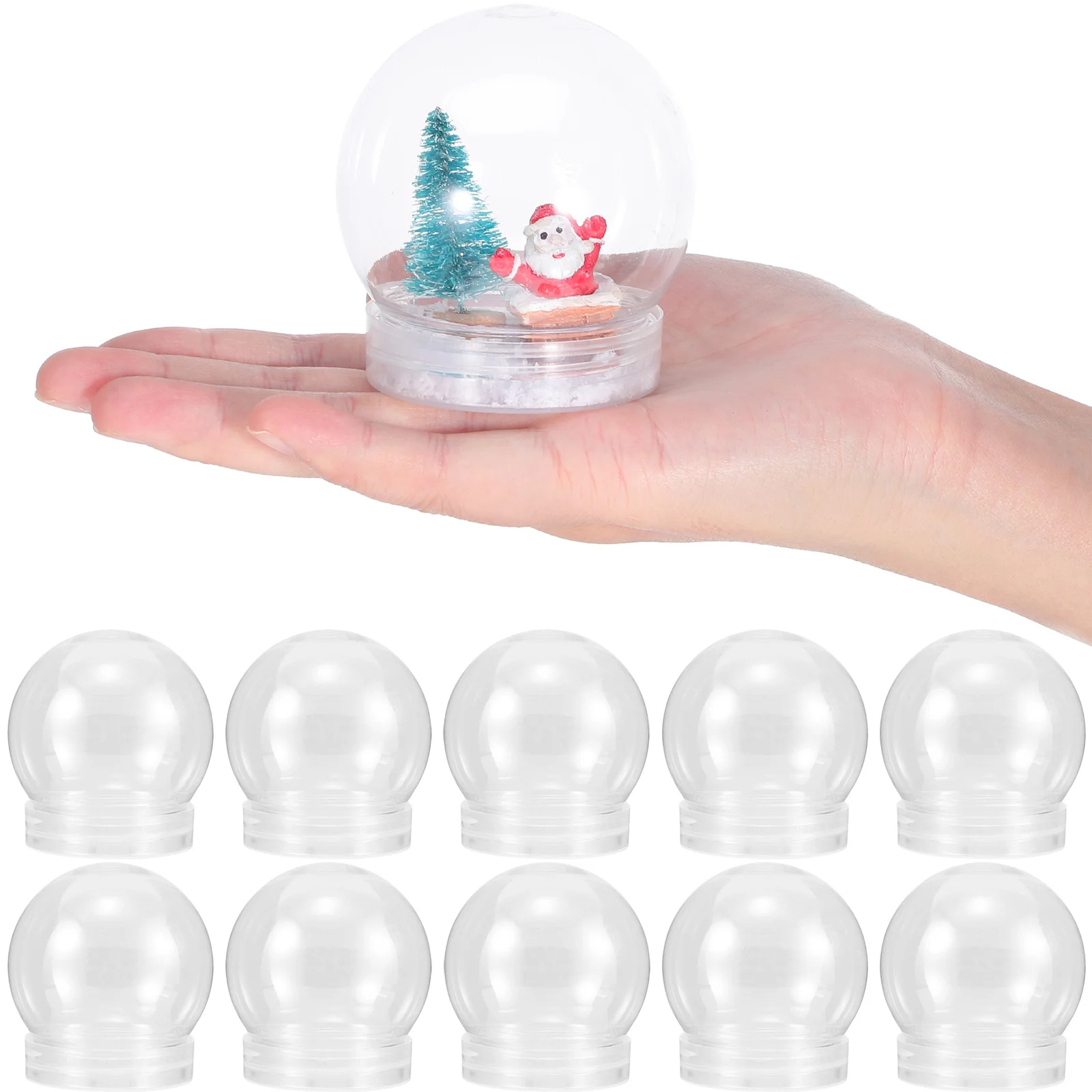 

10Pcs Mini Clear Water Globes DIY Plastic Empty Snow Globe Craft Kit Screw Off Cap 2.75x2.36in Round Ball Shape for Handmade