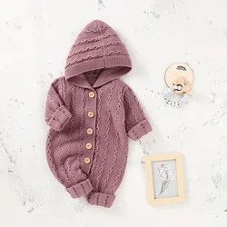 Baby Romper Knitted Newborn Girl Boy Jumpsuit Outfits Fashion Hooded Toddler Infant Clothing Long Sleeve Autumn Winter Playsuits