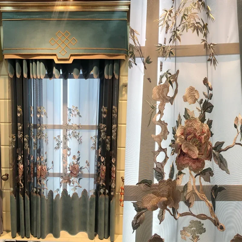 

Новые полупрозрачные шторы в китайском стиле с полой вышивкой для гостиной, балкона, в американском стиле для гостиной, столовой, спальни
