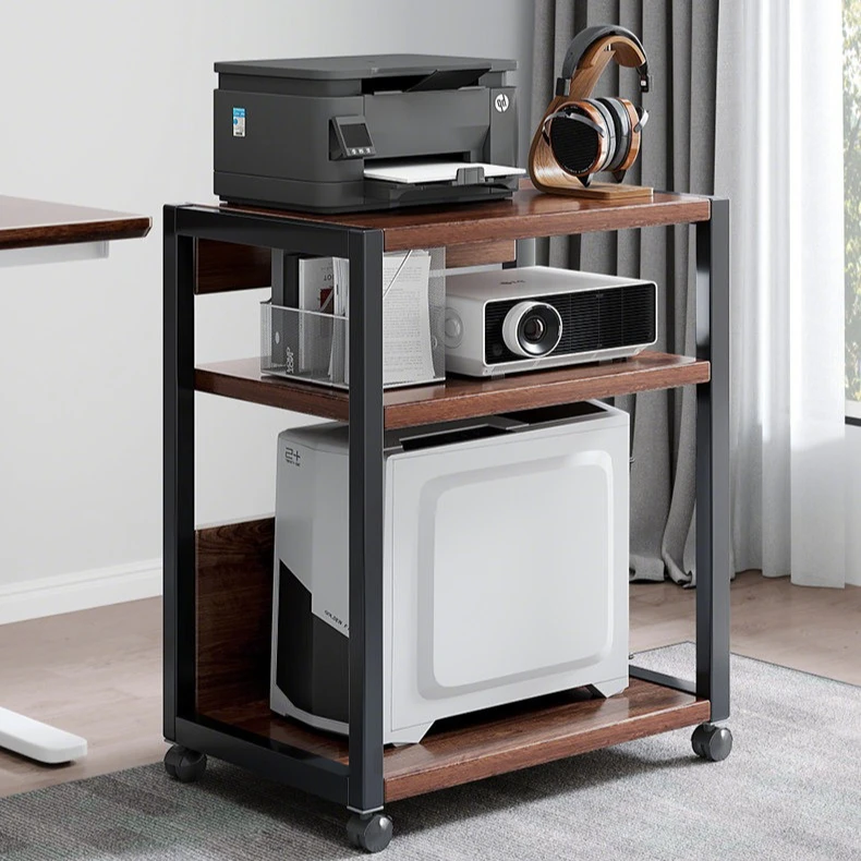 Iron Movable Floor Printer Rack Multi Layer Office Storage Cabinet Workstation Computer Mainframe Holder Organizer Shelf Unit