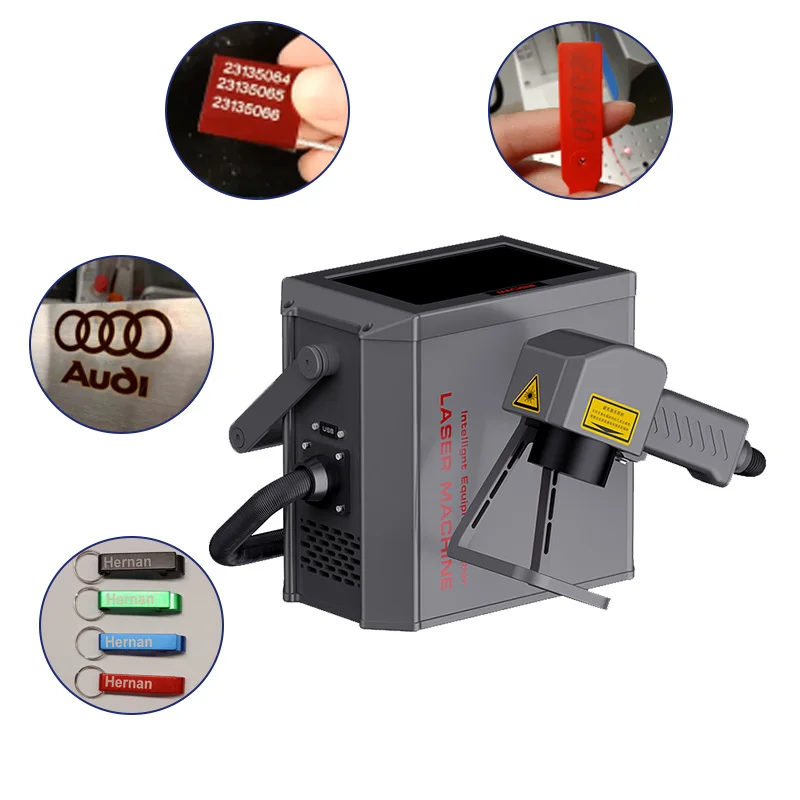 Mini Handheld fiber  marking machine on Metal Stainless Steel Copper Aluminum 20w 30w 50w