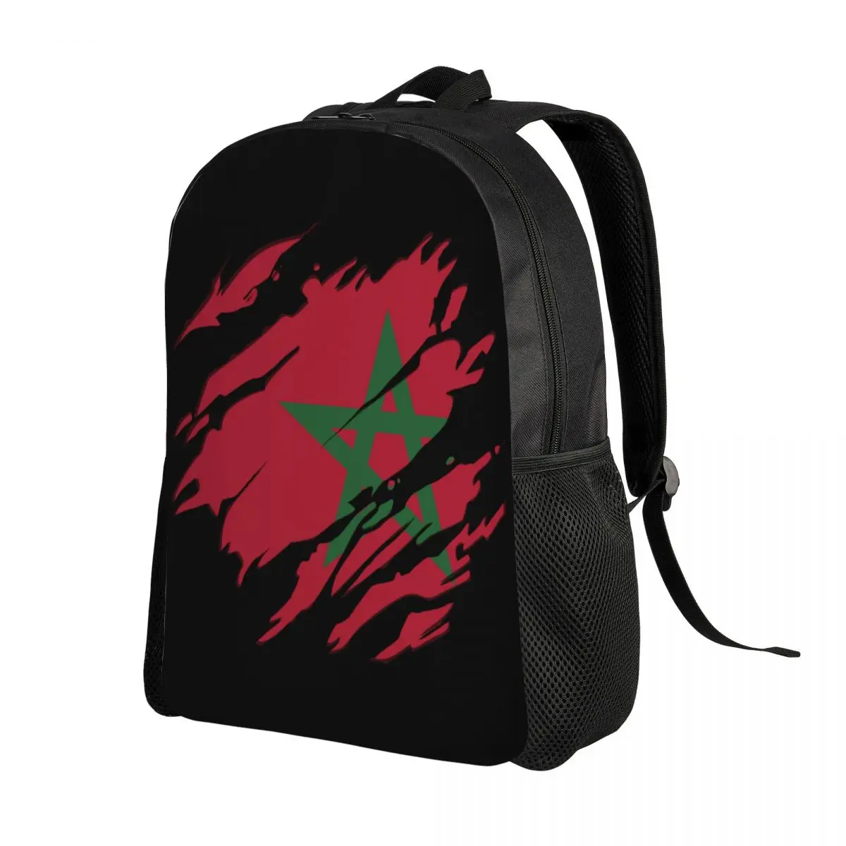 Custom Moroccan Torn Morocco Flag Laptop Backpack Women Men Fashion Bookbag for College School Students Bag