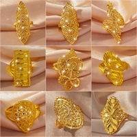 24K Gold Plated Olive Leaf Index Finger Ring, Niche Design, Middle East Dubai Elegant and Fashionable Women's Jewelry