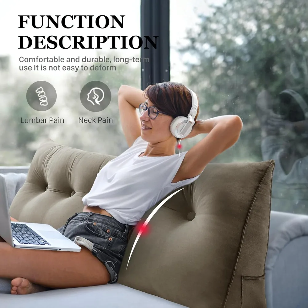 وسادة إسفين سميكة بحجم كوين للسرير - دعم مريح لللوح الأمامي ووسادة مسند الظهر لتحسين وضع الجسم #2