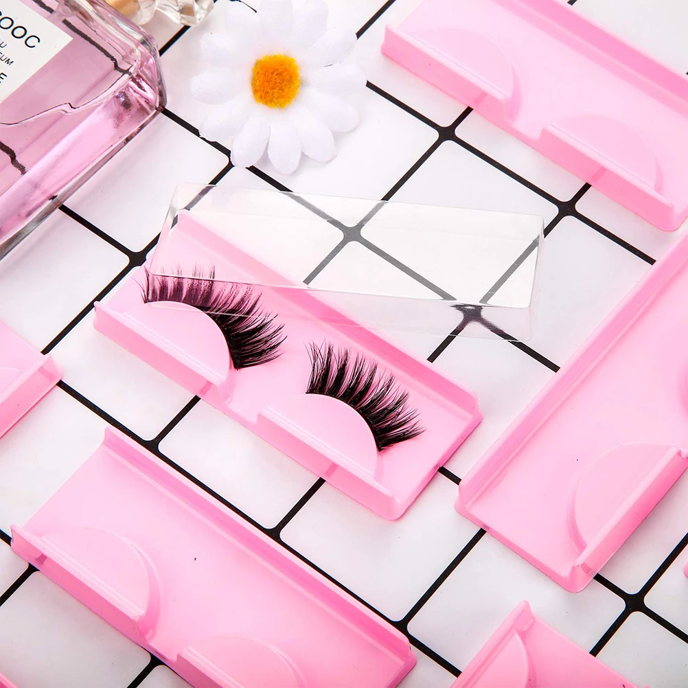 

False Eyelash Box 50 Sets Eyelash Organizer Case Transparent Lid Pink Lightweight Storage Tool storage box eyelash case fake
