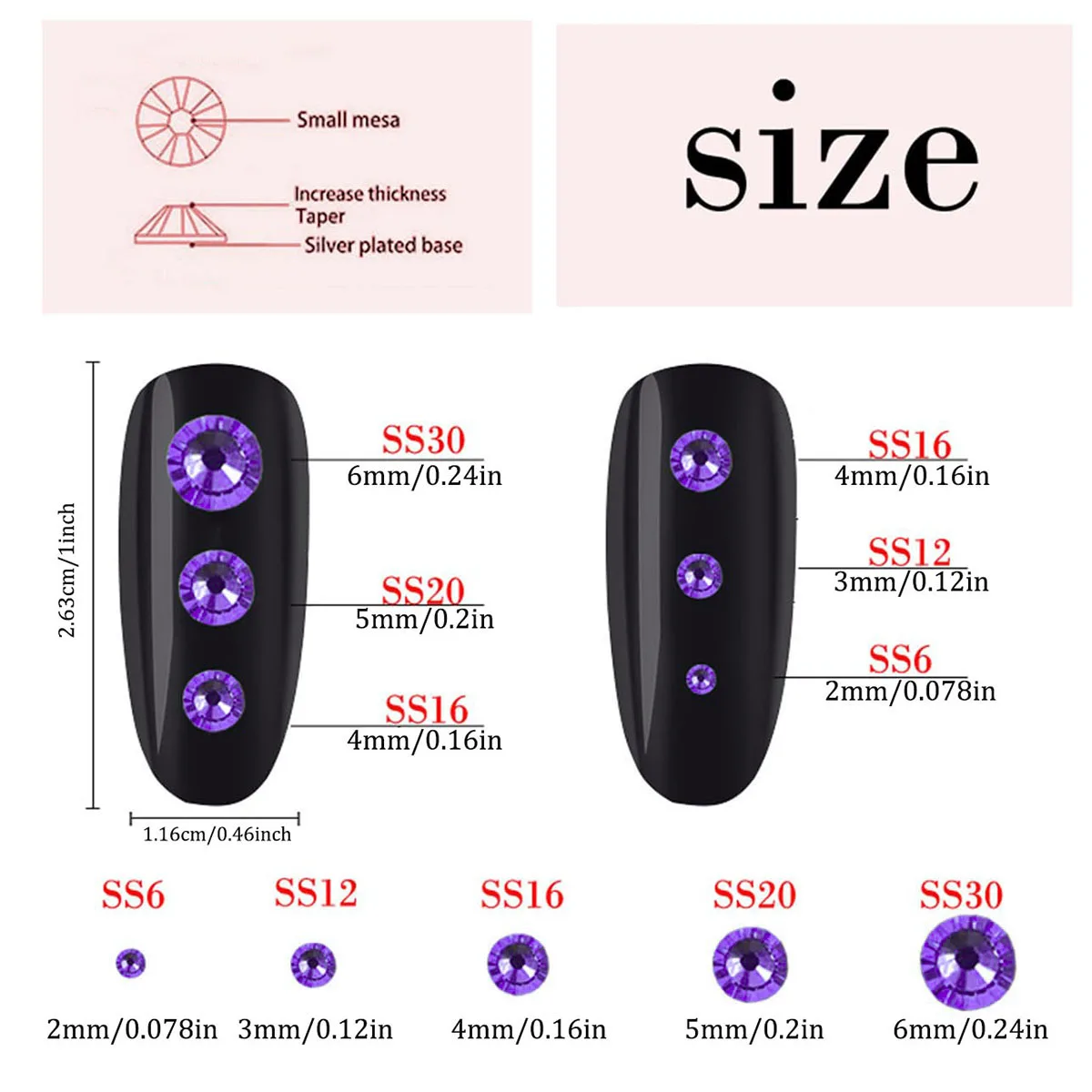 5000Pcs Purple Black AB Flatback Resin Rhinestones, 2mm-6mm Faux Nail Gems Crystal Bead for Crafts DIY Nail Art Charms Supplies