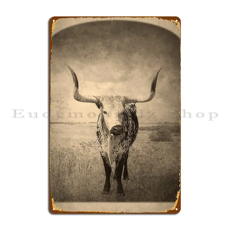 Longhorn Vintage Style Photography Metal Plaque Custom Wall Plaque Decoration Plaques Garage Tin Sign Poster